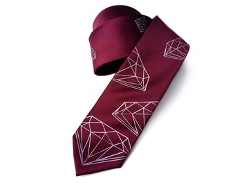 Diamond outline tie. Jewel tone, faceted diamond tie. Wedding tie, engagement party, groomsmen gift, david's bridal wine ties, sangria