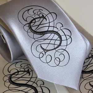 Custom Initial Necktie. Personalized tie custom ties. Monogram necktie single letter wedding ties Filigree font AlphabeTIES. Choose A-Z image 8