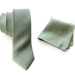 Mint green linen necktie. Silk & linen blend woven men's tie. "Spirit of Detroit." Bias cut, rustic necktie. Pocket squares available too!