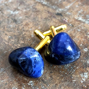 Lapis Lazuli Cufflinks, polished lapis cuff links. Something blue, wedding cufflinks. Blue cufflinks, raw stone cufflinks, mens gift for dad image 8