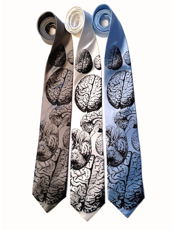 Anatomical Brain, silk tie. Med school gift, The Walking Dead fan, neuroscience gift, neurology, neurologist gift, biology teacher gift