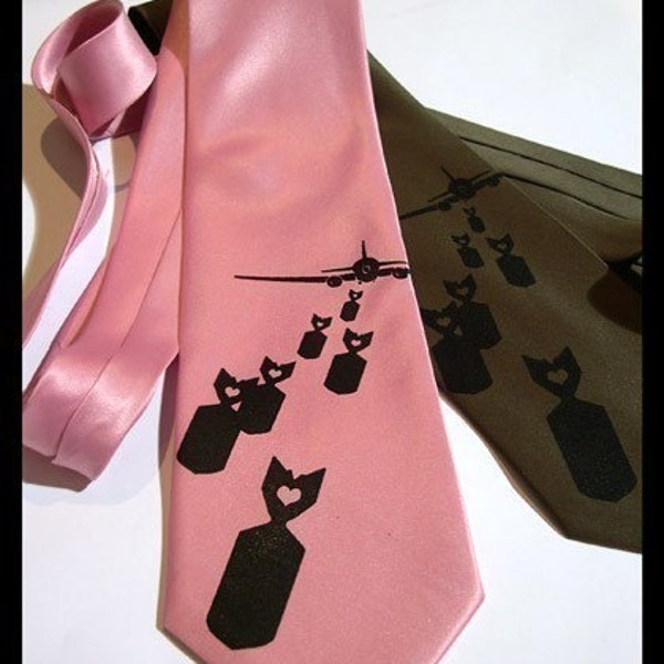 Bombs Away tie - silkscreened necktie exploding lovenotes