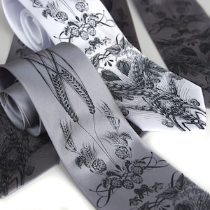 Set of 4 wedding neckties. Groomsmen gift, matching silkscreen design ties, wedding group discount. Custom color microfiber neckties.