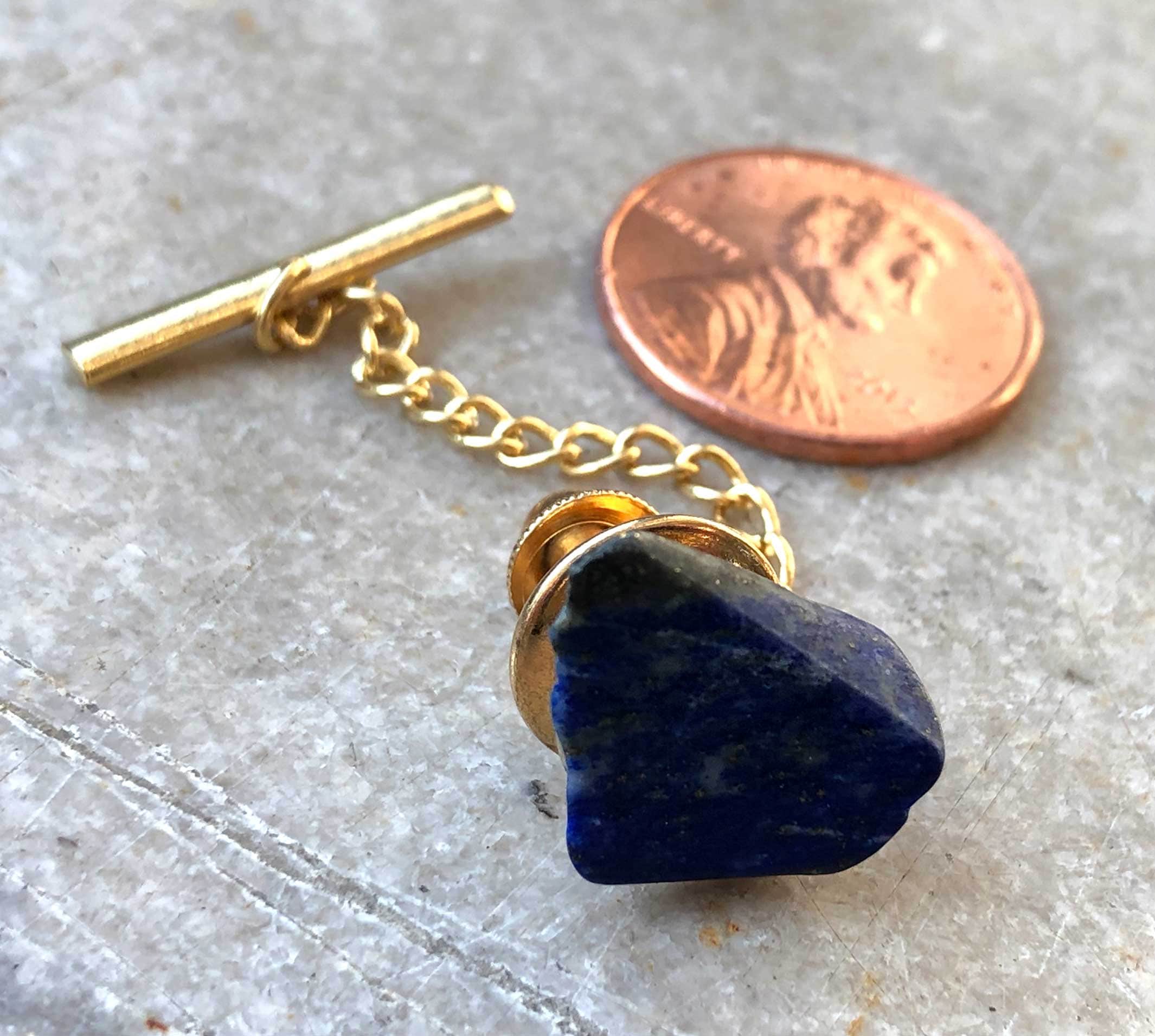 Épingle De Cravate En Or 18 Carats Et Lapis Lazuli - Vintage - Occasion