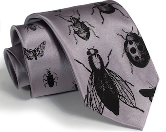 Insect Necktie. Buggy code, geek gift, entomology, pest control. Bug print tie. Entomologist gift, gift for science teacher, biology teacher