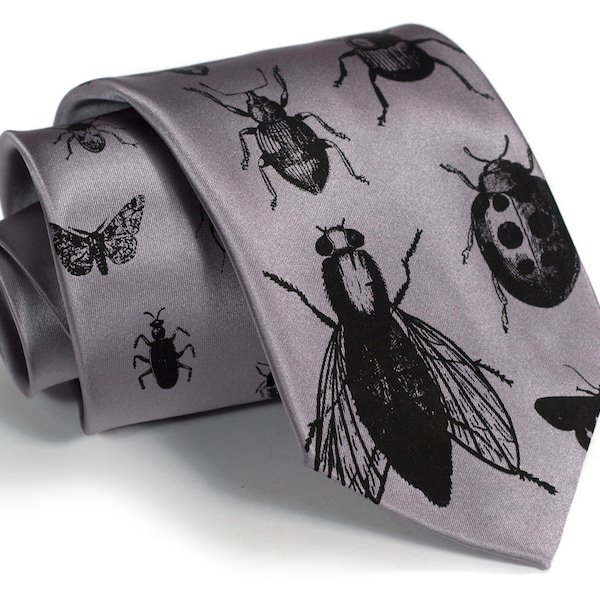 Insect Necktie. Buggy code, geek gift, entomology, pest control. Bug print tie. Entomologist gift, gift for science teacher, biology teacher