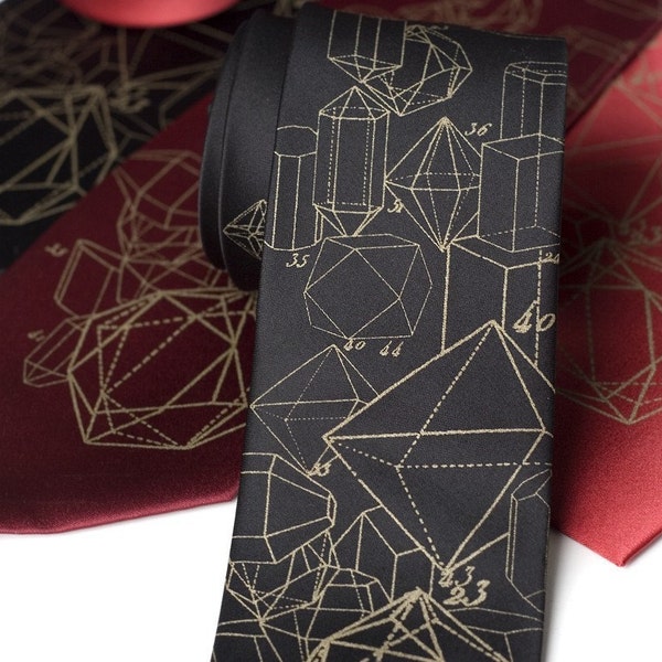 Crystal Formation Silk Tie. Gift for rockhound, gift for geologist, natural science. Geology graduation gift men, gemologist, nerd wedding