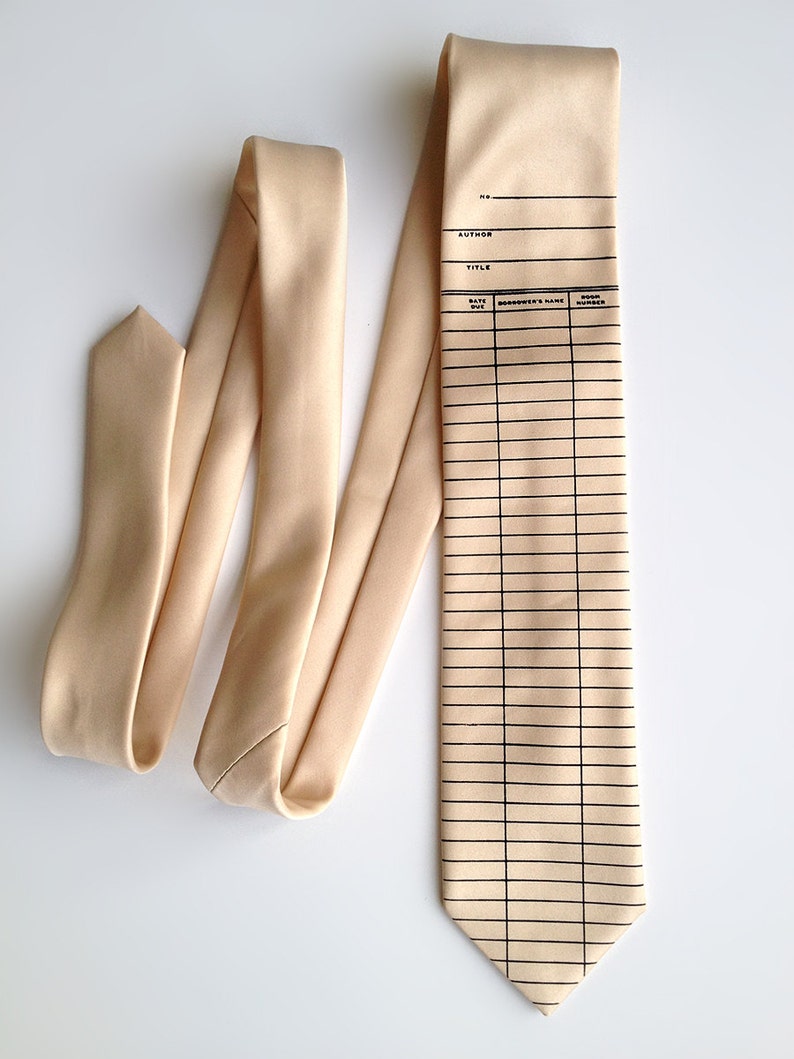 Tie Elibrary Library Tie. Library Card, Check Out Card / Date Due Slip, Men's Tie ...