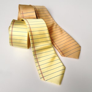 Legal Pad Necktie. Law gift, notebook paper tie, lined paper print. Teacher gift, lawyer gift, attorney, judge, law school, pass the bar