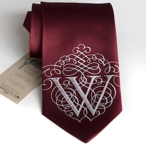 Custom Initial Necktie. Personalized tie custom ties. Monogram necktie single letter wedding ties Filigree font "AlphabeTIES." Choose A-Z