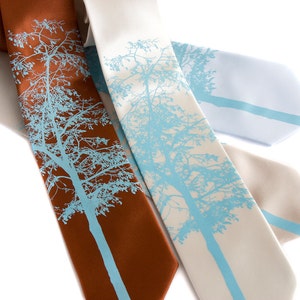 Tree tie, Mountain Aspen necktie. Gift for dad, wedding tie for groomsmen, tie for groom, Aspen wedding, garden wedding, outdoor ceremony cinnamon