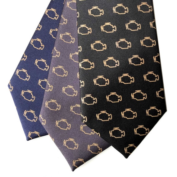 Check Engine Light, funny tie. Car guy, automotive enthusiast, mechanic gift, auto repair, mechanical engineer, car trouble, garage, racing