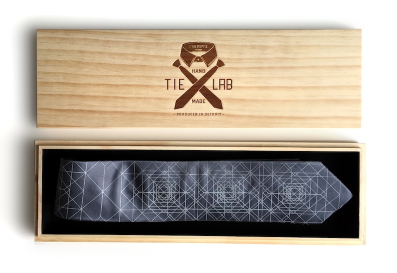 Wood Necktie Box, Velveteen Lined. Laser engraved, wood tie box. Fancy tie gift box, gift box for necktie. Pine tie box, wooden tie gift box image 4