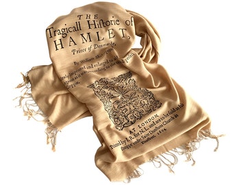 Hamlet Scarf, nerd wedding, pashmina. Shakespeare, Book Print, Pashmina shawl, book nerd, literary, theatre, gift for actors, bamboo Scarf