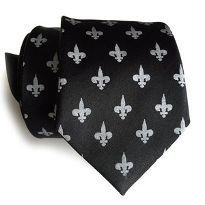 Fleur-de-lis silk tie. Mardi Gras, New Orleans gift. French Royalty necktie. Antique brass print on cream, eggplant, olive and more. image 5