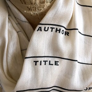 Library Book Scarf. Library Date Due, luxe weight scarf. Literary gift, bookish woman, bookworm, librarian gift, author gift, teacher gift image 2