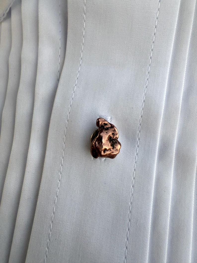 Copper Nugget Shirt Studs, tuxedo stud set, gift for him. 3, 4 or 5 raw stone tux buttons for the groom, unique men's formalwear image 2