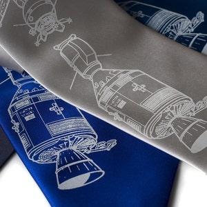 Apollo Soyuz, NASA clothing Soviet Russia / silk tie, space gift. NASA Yuri Gagarin, Astronaut, Cosmonaut, space race, boyfriend gift image 2