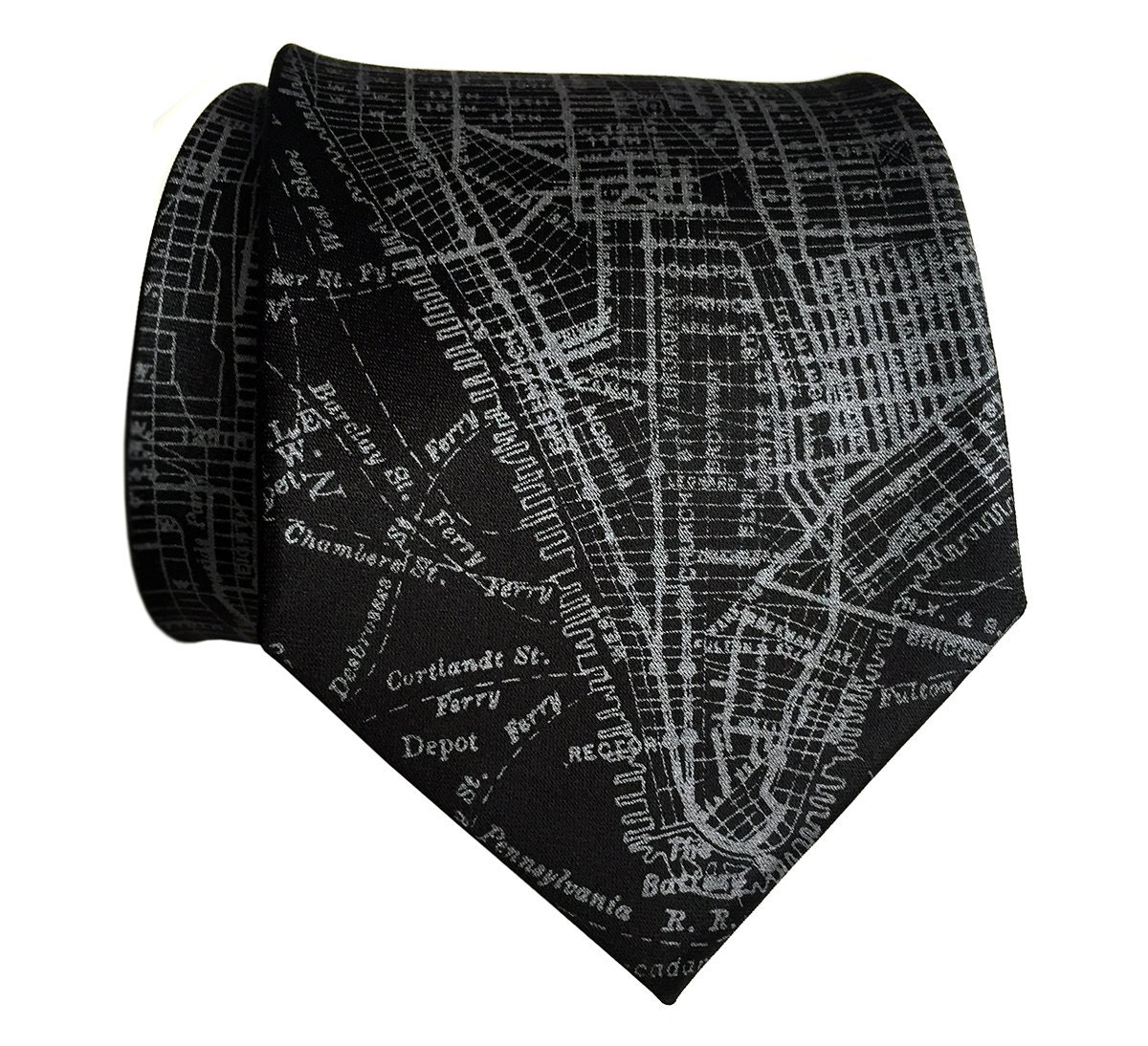 New York Tie NYC Map Silk Necktie. Lower Manhattan Mens Tie Etsy
