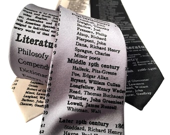 Literary Necktie. Dewey Decimal library classification for Literature. English teacher, librarian, writer, bookworm, author, reading gift.