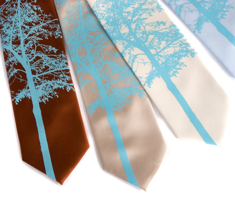 Tree tie, Mountain Aspen necktie. Gift for dad, wedding tie for groomsmen, tie for groom, Aspen wedding, garden wedding, outdoor ceremony image 1