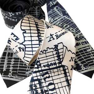 Stropdas met kaart van Brooklyn. New York stadskaart stropdas NYC kaart herenstropdas, Brooklyn New York bruiloft stropdas New York cadeau, NYC metrokaart Brooklyn cadeau