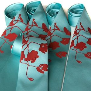 Set of 5 Wedding Ties. Floral Wedding Neckties, for groomsmen. Custom color groomsman ties. Matching ties, groomsmen gifts, wedding party image 1