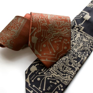 Circuit Board Tie, men's silk necktie. Nerd wedding, interview tie, programmer gift, coder, electrical engineer gift, computer science grad image 1