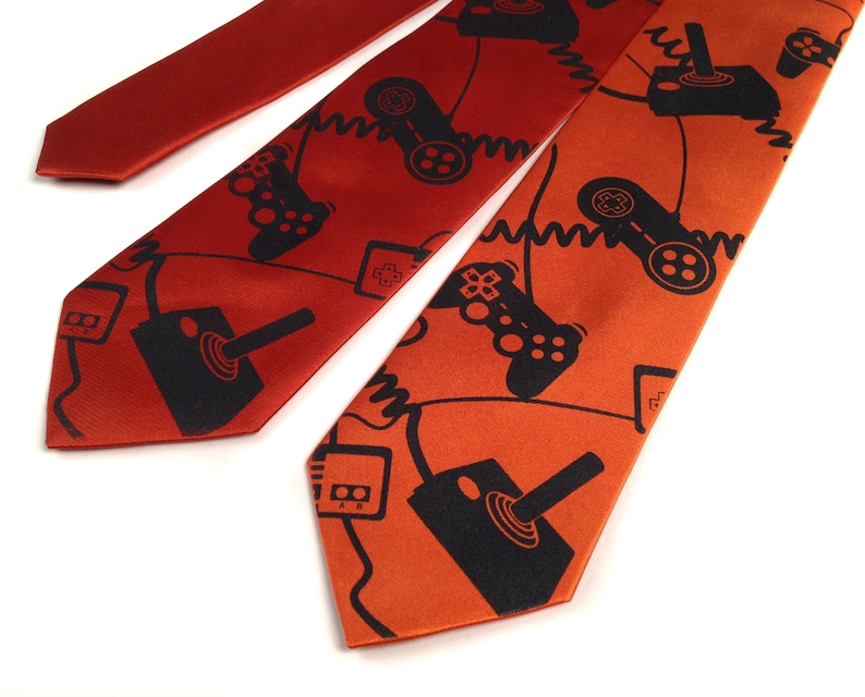 Joystick necktie. Video game controller tie. Geek chic gamer gift. Control Freak, gaming console screen printed tie. image 10