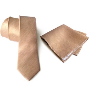 Pale copper linen necktie. Tan woven silk & linen blend men's tie. "Vernors" rustic wedding necktie. Pocket squares available too!