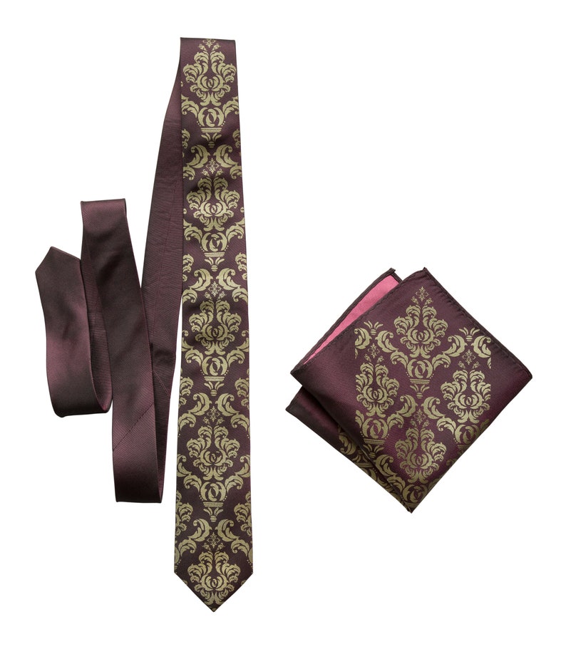 Madison Damask necktie. Ivory cream & platinum, men's wedding tie for groom. Victorian, classic wedding party tie, wedding ties floral image 7