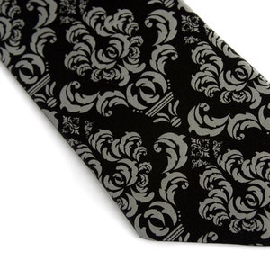 Black Damask Necktie, Madison Damask tie. Black floral wedding tie, wedding ties for men, tie for groomsmen, tie for groom, mens ties sets