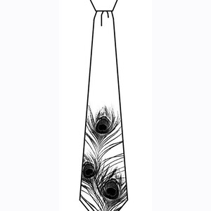 Peacock Feather Tie, men's silk necktie. Bird Feather print tie, art nouveau theme wedding. Tie for groom and groomsmen, Father of the Bride image 3