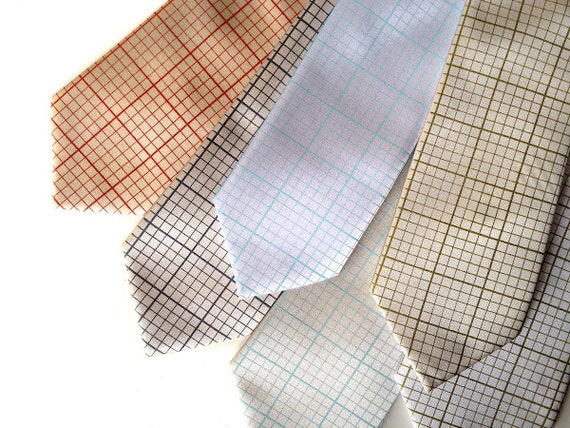 Graph Paper Necktie. Engineering Grid Paper Tie. Silkscreened