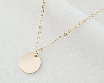 Gold Coin on 14K Gold-fill Necklace (Melanie) // Medium Size coin // Gift for sister // Present for mom // Dainty necklace