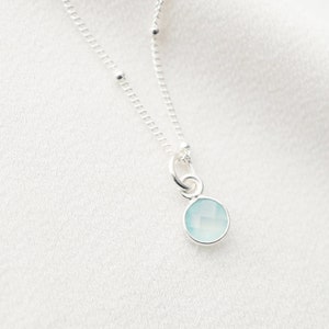 Tiny chalcedony on Sterling silver Necklace (Cira) // Gift for sister // Present for mom // Dainty necklace // Birthstone // Birth month