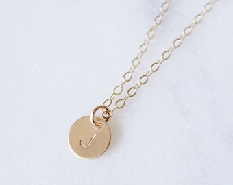 Tiny Personalized Gold Coin on 14K Gold-fill Necklace (Carey) // Gift for sister // Personalized necklace // Personalized gift