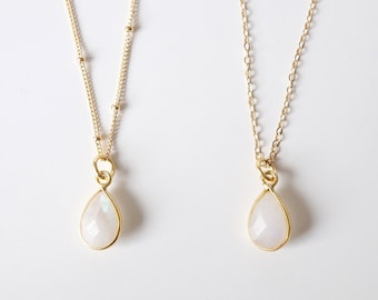 Moonstone Teardrop Gold Necklace (Isla) // Gift for her // Minimalist jewellery //