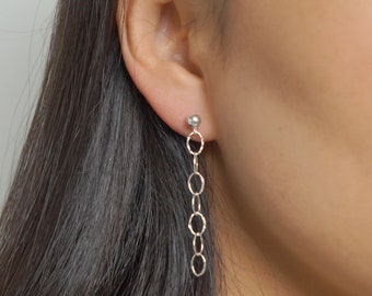 Silver textured loop earrings on sterling silver studs (Germaine) // Gift for her // Minimalist earring //