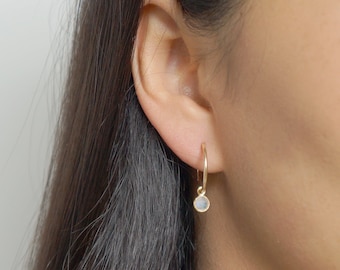 Moonstone Gold Hoop Earrings (Valais) // Gifts for her // Handmade earrings // Minimalist jewelry