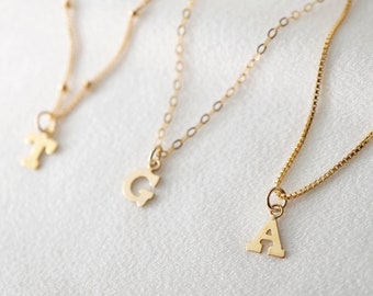 Tiny Gold Initial Charm Necklace (Maraval) // Initial necklace // Personalized necklace // Gold Filled Jewelry