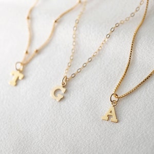 Tiny Gold Initial Charm Necklace Maraval // Initial necklace // Personalized necklace // Gold Filled Jewelry image 1