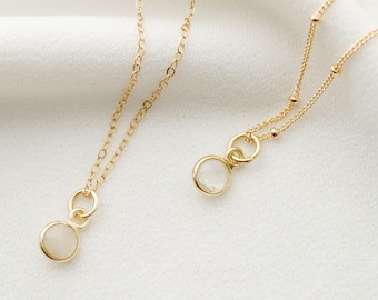 Tiny moonstone on Gold Necklace (Cira) // Gift for sister // Present for mom // Dainty necklace