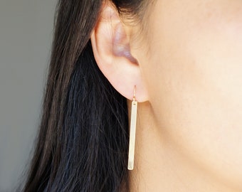 Gold Slim Bar Earrings on 14K Gold-fill Earring wires (Kylie) // Gifts for her // Minimalist jewelry //