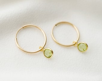 Peridot Gold Hoop Earrings (Valais) // Gifts for her // Handmade earrings // Minimalist jewelry