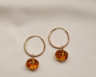14K Gold Fill Pressglas Creolen // DayGlow Kollektion