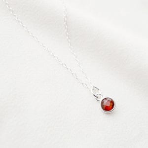Tiny garnet stone on Sterling silver Necklace (Cira) Adjustable Cable Chain 16"-18" // Dainty necklace // January Birthstone