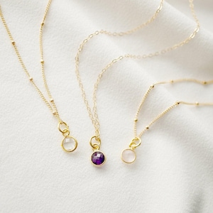 Tiny Amethyst on 14K Gold Fill Necklace (Cira) on Adjustable 16"-18" Cable Chain // Dainty necklace // Birthstone // Birth month