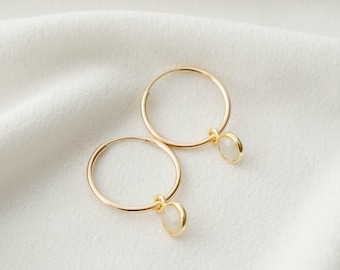 Moonstone Gold Hoop Earrings (Valais) // Gifts for her // Handmade earrings // Minimalist jewelry