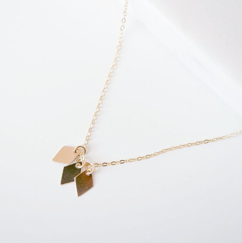 Gold Diamond Shape Trio 14K Goldfill Necklace Cassidy // Gift for sister // Present for mom // Dainty necklace image 1